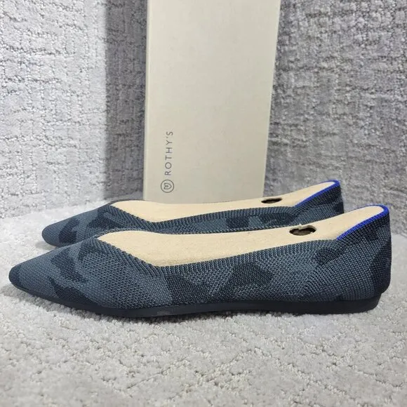 Rothy’s The Point Women's Size 6 US Grey Camo Pointed Toe Slip on Flat Shoes