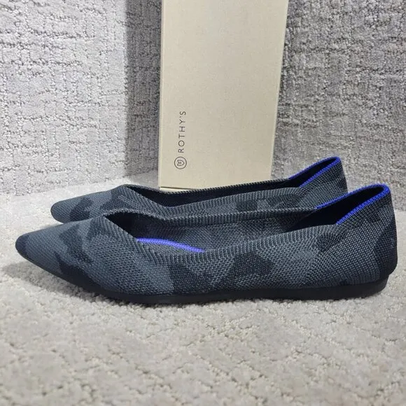 Rothy’s The Point Women's Size 6 US Grey Camo Pointed Toe Slip on Flat Shoes