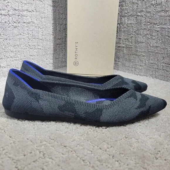 Rothy’s The Point Women's Size 6 US Grey Camo Pointed Toe Slip on Flat Shoes