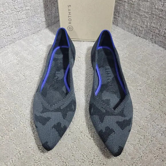 Rothy’s The Point Women's Size 6 US Grey Camo Pointed Toe Slip on Flat Shoes