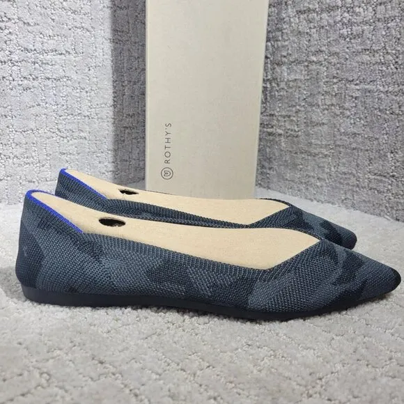 Rothy’s The Point Women's Size 6 US Grey Camo Pointed Toe Slip on Flat Shoes