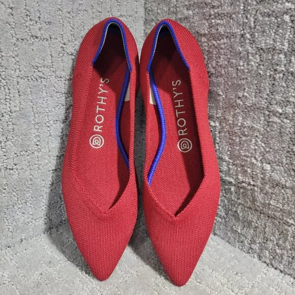 Rothys The Point Women's Size 9 US Chili Red Retired Pointed Toe Slip on Shoes
