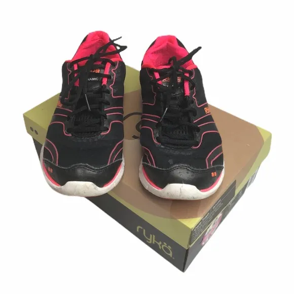 Ryka Dynamic Athletic Shoes, Black, Pink, 8