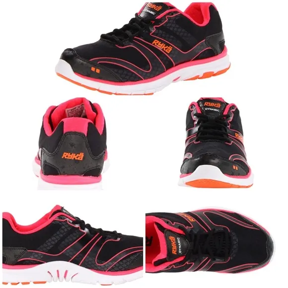 Ryka Dynamic Athletic Shoes, Black, Pink, 8