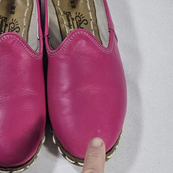 Sabah Slip On Shoes Size Womens 36 5.5 Condesa Bright Pink Leather Rare