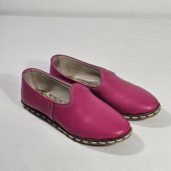 Sabah Slip On Shoes Size Womens 36 5.5 Condesa Bright Pink Leather Rare