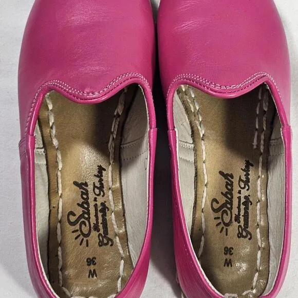 Sabah Slip On Shoes Size Womens 36 5.5 Condesa Bright Pink Leather Rare