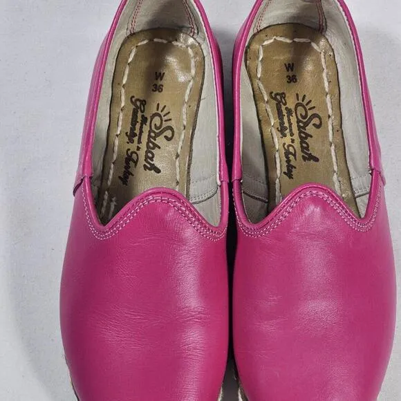 Sabah Slip On Shoes Size Womens 36 5.5 Condesa Bright Pink Leather Rare