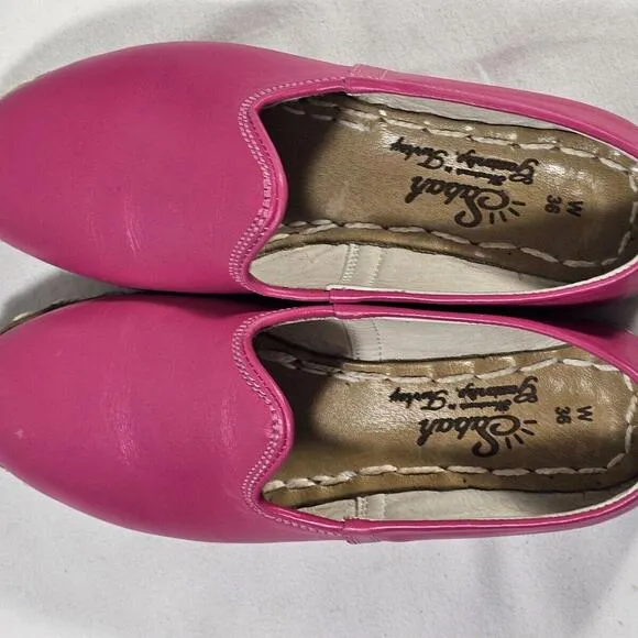 Sabah Slip On Shoes Size Womens 36 5.5 Condesa Bright Pink Leather Rare