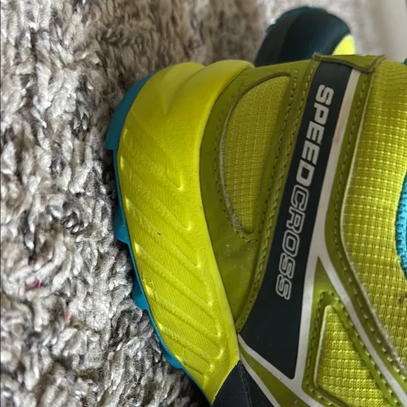 Salomon Lime Green and Teal Running Shoes