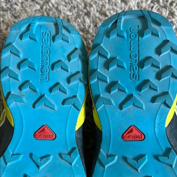 Salomon Lime Green and Teal Running Shoes