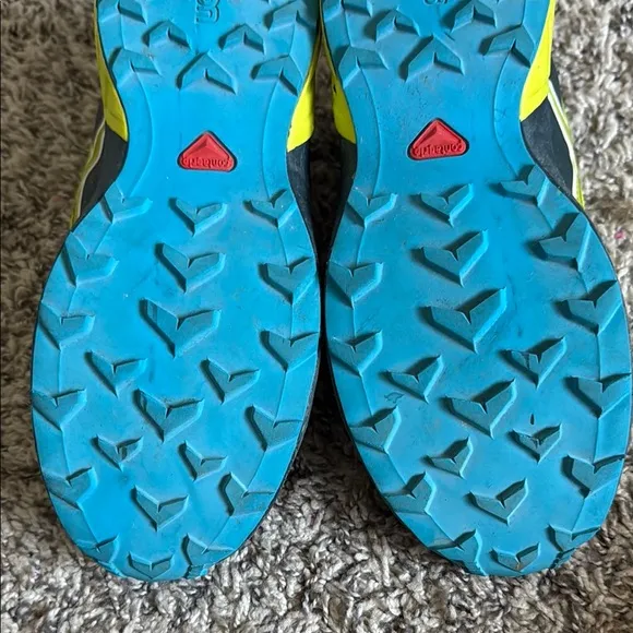 Salomon Lime Green and Teal Running Shoes
