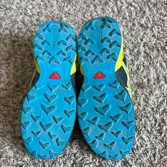 Salomon Lime Green and Teal Running Shoes
