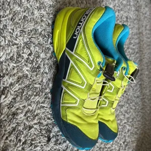 Salomon Lime Green and Teal Running Shoes