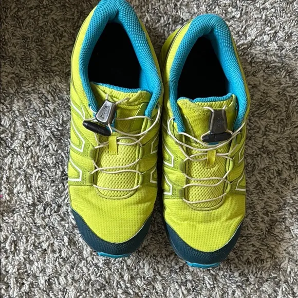 Salomon Lime Green and Teal Running Shoes