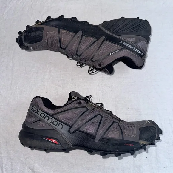 Salomon Speedcross 4 Men's Sneakers 8.5 Gray Black Running Trail Shoes 392253