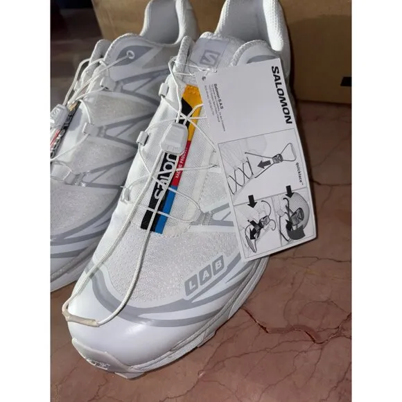 Salomon XT-6 Sneakers in White &amp; Lunar Rock 10 New with Box Womens Shoes