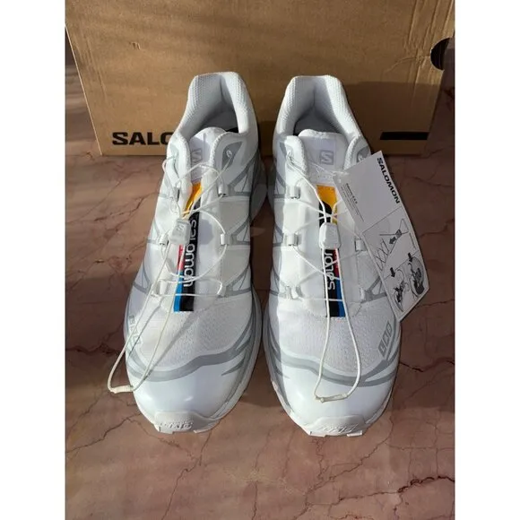 Salomon XT-6 Sneakers in White &amp; Lunar Rock 10 New with Box Womens Shoes