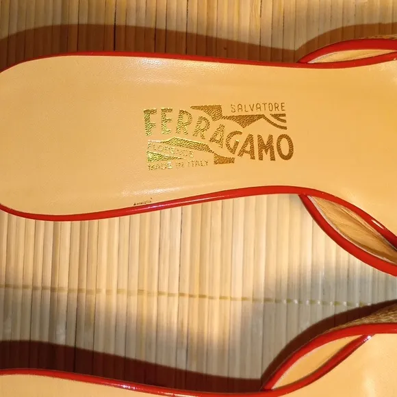 Salvatore Ferragamo Red and Cream Women's Shoes Size 10