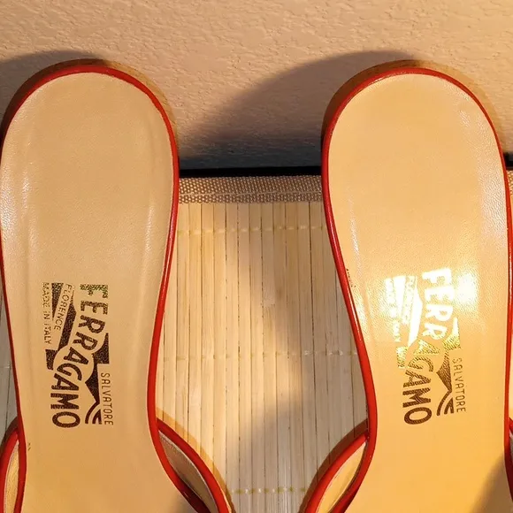 Salvatore Ferragamo Red and Cream Women's Shoes Size 10