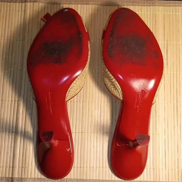 Salvatore Ferragamo Red and Cream Women's Shoes Size 10