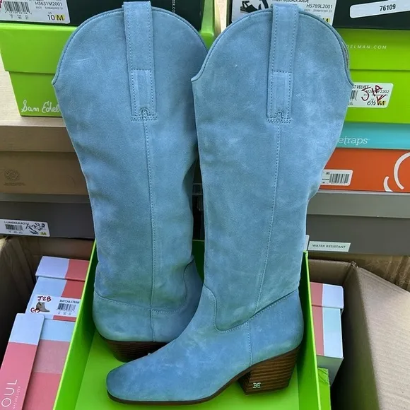 SAM EDELMAN BRITTEN PADDED INSOLE TALL COWBOY, WESTERN BOOTS