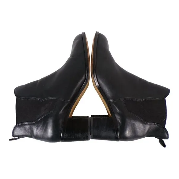 𝅺Sam Edelman Justin Chelsea Ankle Boot Leather Stacked Heel Size 9 #1012