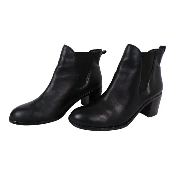 𝅺Sam Edelman Justin Chelsea Ankle Boot Leather Stacked Heel Size 9 #1012