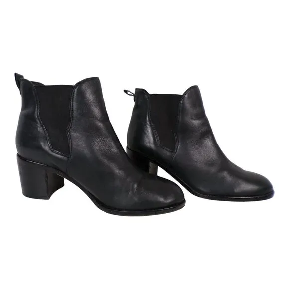 𝅺Sam Edelman Justin Chelsea Ankle Boot Leather Stacked Heel Size 9 #1012