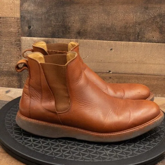 SAMUEL HUBBARD 24 SEVEN 2.0 MENS TAN LEATHER CHELSEA BOOTS PULL ON SIZE 10W
