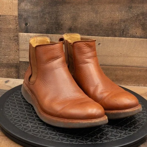 SAMUEL HUBBARD 24 SEVEN 2.0 MENS TAN LEATHER CHELSEA BOOTS PULL ON SIZE 10W