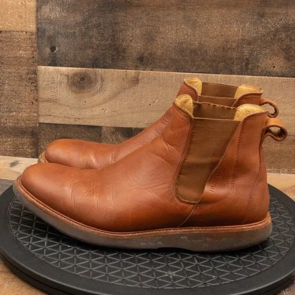 SAMUEL HUBBARD 24 SEVEN 2.0 MENS TAN LEATHER CHELSEA BOOTS PULL ON SIZE 10W