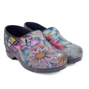 Sanita Clogs Women's Size 9.5 US Floral Pattern Stain Glass Slip-On Danish Shoes