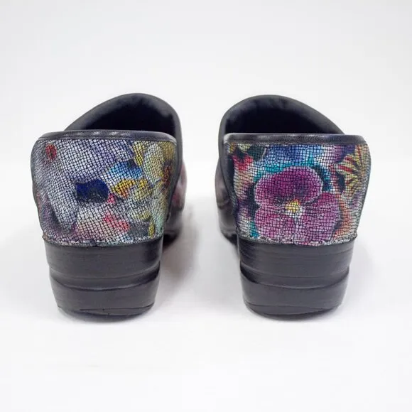 Sanita Clogs Women's Size 9.5 US Floral Pattern Stain Glass Slip-On Danish Shoes