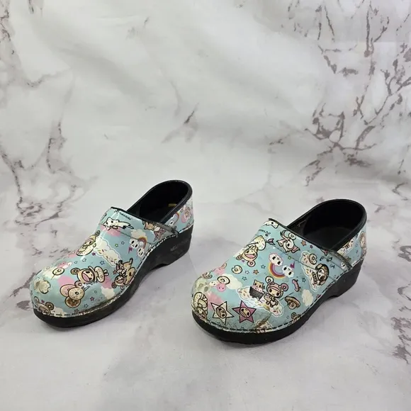 Sanita Shoes Womens Girls 3.5 4 35 Blue Slip On Clog Tokidoki Youth