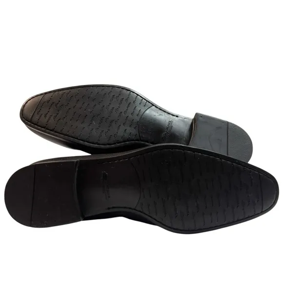 Santoni Gavin Italian Leather Penny Loafers Slip-On Shoes Black US 8.5 M Luxury