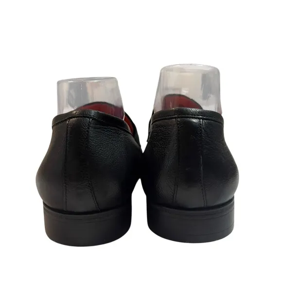 Santoni Gavin Italian Leather Penny Loafers Slip-On Shoes Black US 8.5 M Luxury