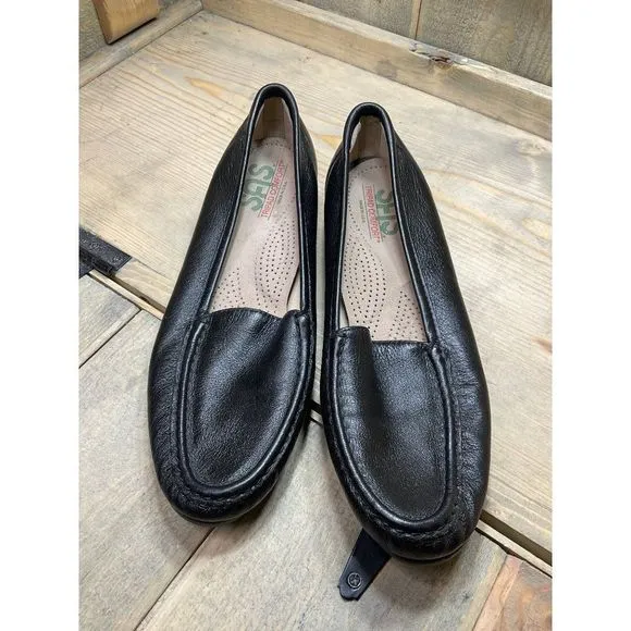 Sas Black Leather Slip On Loafer Shoes Womens US9.5 S A2157066