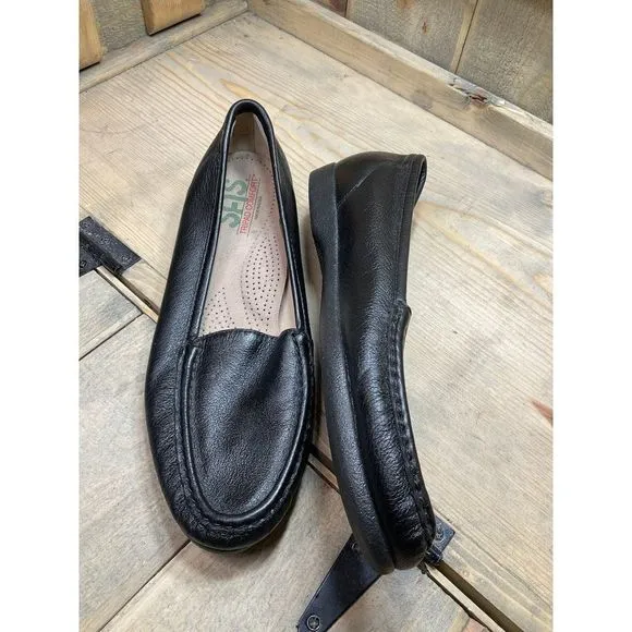 Sas Black Leather Slip On Loafer Shoes Womens US9.5 S A2157066