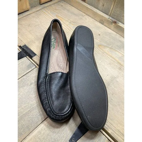 Sas Black Leather Slip On Loafer Shoes Womens US9.5 S A2157066