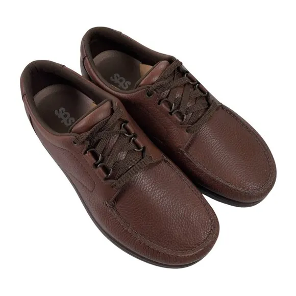 SAS Bout Time Walking Shoes Mens 12.5 WW Tripad Lace Up Moccasin Mulch Brown NEW