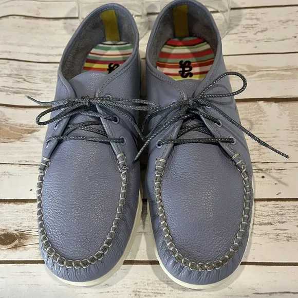 SAS Moccasin Boat Shoes Women US 10 EU 41 Blue Leather Comfort Lace Up Walking