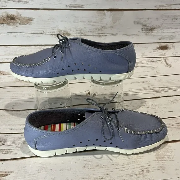 SAS Moccasin Boat Shoes Women US 10 EU 41 Blue Leather Comfort Lace Up Walking