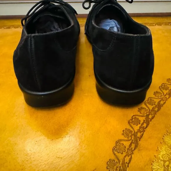 SAS Petra Charcoal Black Suede Leather Handcraft Comfort Moccasin Lace Shoes 10