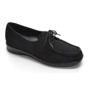 SAS Petra Charcoal Black Suede Leather Handcraft Comfort Moccasin Lace Shoes 10