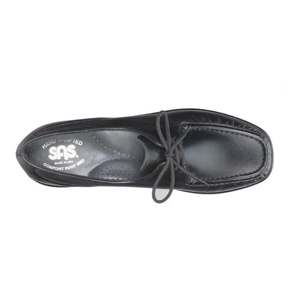 SAS Petra Charcoal Black Suede Leather Handcraft Comfort Moccasin Lace Shoes 10