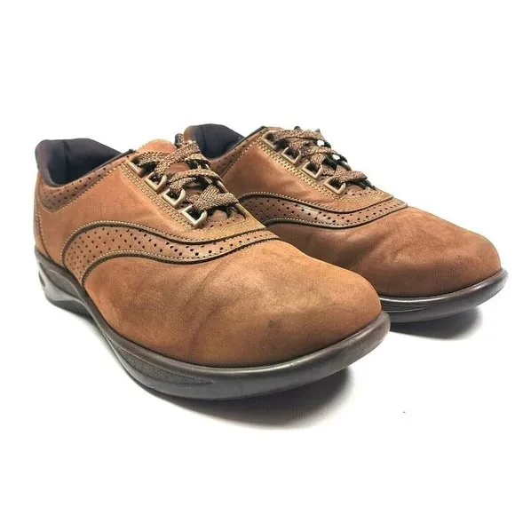 SAS Walk Easy Chocolate Brown Nubuck Leather Lace Up Sneakers Shoes Women's 10M