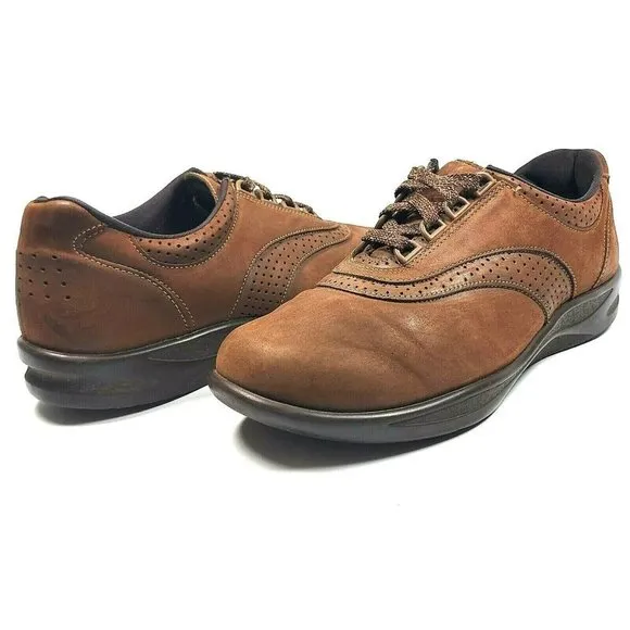 SAS Walk Easy Chocolate Brown Nubuck Leather Lace Up Sneakers Shoes Women's 10M