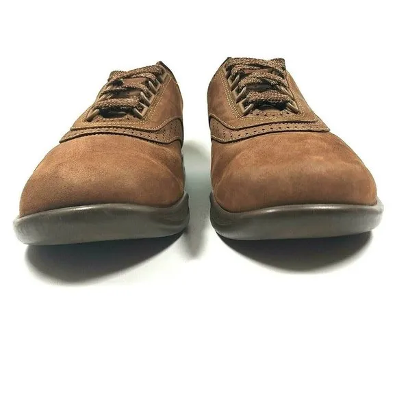 SAS Walk Easy Chocolate Brown Nubuck Leather Lace Up Sneakers Shoes Women's 10M