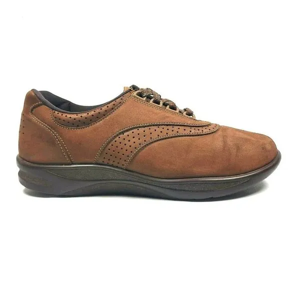 SAS Walk Easy Chocolate Brown Nubuck Leather Lace Up Sneakers Shoes Women's 10M